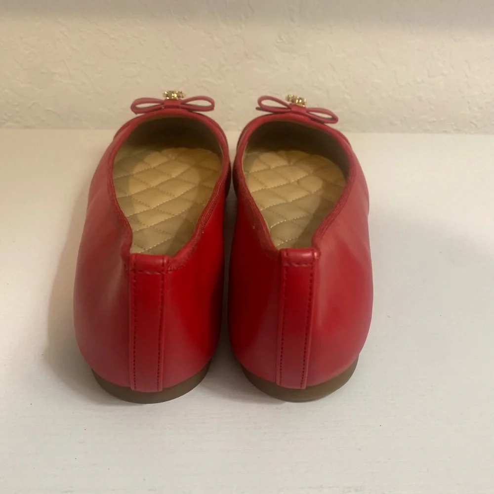 Michael Kors Cherry Red Flats with Gold Accent - Picture 5 of 10